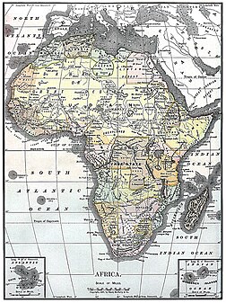 Vielye mapa du continent afriquen, publeyêe dedens l’Encyclopædia Britannica per los ans 1890. (veré dèfenicion 1 563 × 2 090*)