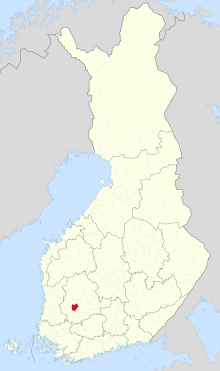 map of Finland with Nokia Finland in red, located in the southwest part of the country