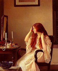 Girl combing her hair or Young girl with a mirror, 1909,