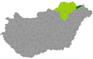 okres Cigánd na mapě Maďarska