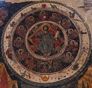 Tranh tường thế kỷ 17 về Chúa Kitô trong vòng tròn hoàng đạo, Nhà thờ Cột Sống, Gruzia