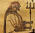 Posejdon sa trozupcem (ploča iz Korinta, 550–525 p. n. e, Muzej Luvr).