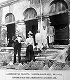 Ronald Ross, left, at Cunningham's laboratory of Presidency Hospital in Calcutta, where the transmission of malaria by mosquitoes was discovered, winning Ross the second Nobel Prize for Physiology or Medicine in 1902.