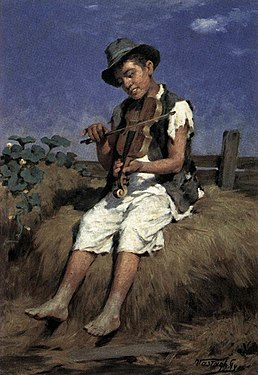 Fiddler Romani boy from Hungary by György Vastagh