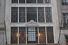 Detail of the building's second-story windows