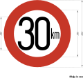 f Verbot höherer Geschwindigkeit als 30 km je Stunde