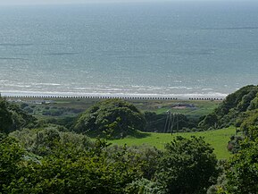 World War II dragon's teeth at Fairbourne Beach, Wales, in 2009, designed to stop tanks landing