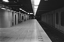 Lower floor of Weesperplein metro station after construction finished