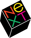 NeXT's logo is a 28° black cube with the letters of "NeXT" engraved in the front.