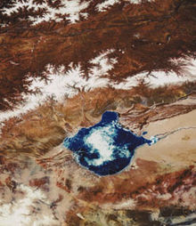 Satellitfoto över Uvs Nuur