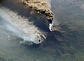 Imagen tomada desde la Estación Espacial Internacional (ISS) al volcán Etna en su erupción de 2002. Creador:NASA