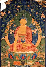 The Bhaisajyaguru, or "Medicine Master of Lapis Lazuli Light", is the Buddha of healing and medicine in Mahayana Buddhism. He traditionally holds a lapis lazuli jar of medicine.