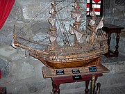 Model of Sovereign of the Seas on display in the Bodrum Museum of Underwater Archaeology, Bodrum, Turkey, with royals