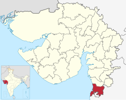 Location of Valsad district in Gujarat