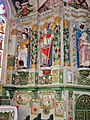 Chapelle Saint-Sébastien de Saint-Ségal : le retable du chœur (vue partielle, statues de saint Roc'h et saint Maudez).