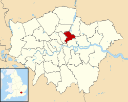 Hackney na karti Greater Londona