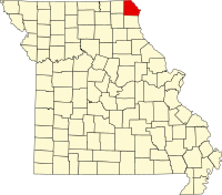 Map of Missouri highlighting Clark County