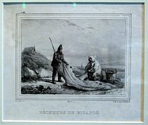 Pêcheurs de Biganos, lithographie de Logé d’après G. de Galard