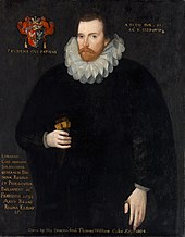 Portrait of a man dressed in black with a white lace ruff
