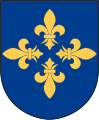 D'azzurro, a quattro gigli d'oro con i piedi contrapposti (Enköping, Svezia)