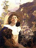 Friends - The Artist's Wife Katherine And Her Dog, oil on canvas