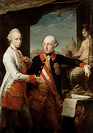 Leopold II., velkovévoda Toskánský a budoucí císař spolu s Josefem II., císařem Sv. říše římské, 1769, Kunsthistorisches Museum, Vídeň