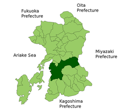 Vị trí của Yatsushiro ở Kumamoto