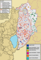خريطة توزع الديموغرافي لهضبة الجولان بالإضافة إلى مواقع القرى والبلدات السورية المهجورة