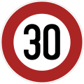 Geschwindigkeits­beschränkung in km/h; gültig ab 1964 in der DDR