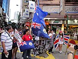 正展示香港旗的市民，攝於2010年的七一遊行。