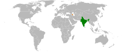 Map indicating locations of India and Azerbaijan