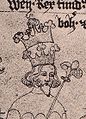 Wenzel, König von Böhmen und Polen, leitete ab den 1290ern die kurze böhmische Episode in Polen ein (König Wenzel abgebildet mit böhmischer und polnischer Krone im Chronicon Aulae Regiae 14. Jahrhundert).