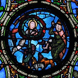 12th-century glass, the Burning Bush from the Life of Moses, at Basilica of Saint-Denis (12th century)