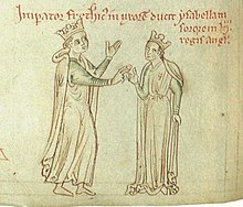 13th-century manuscript depicting the marriage of Frederick and Isabella