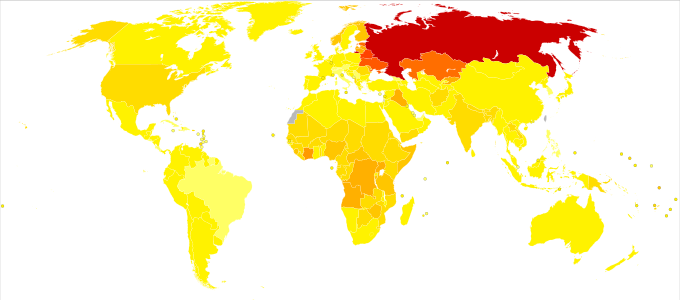Disability-adjusted life year for poisonings per 100,000 inhabitants in 2004.[21]