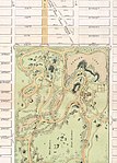 A Detail of an 1868 Map of Central Park including the Harlem Meer (aka Harlem Lake).