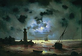 Sea coast at night. Near the beacon (1837)