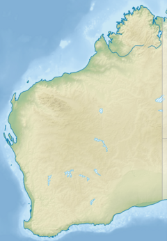 Map of the state of Western Australia marked with locations mentioned in the article