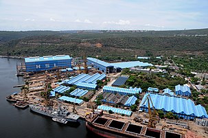 Aerial view of Hindustan Shipyard Limited (HSL), Visakhapatnam