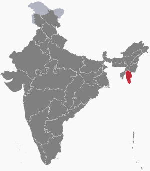 The map of India showing Mizoram