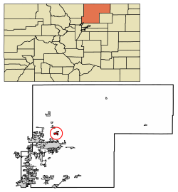 Location of Eaton in Weld County, Colorado.