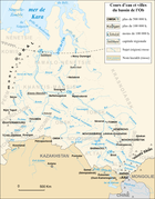 Tomsk (derecha) en mapa del río Obi