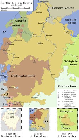 Kurhessen mit den Landesteilen Schmalkalden und Schaumburg 1815–1866
