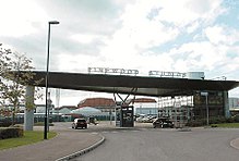 A photo of the entrance to Pinewood Studios in England