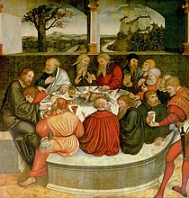 Le Dernier Repas, 1530 (Luther parmi les apôtres), par Lucas Cranach l'Ancien (1472-1553).