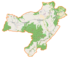 Mapa konturowa gminy Stare Bogaczowice, u góry po prawej znajduje się punkt z opisem „Chwaliszów”