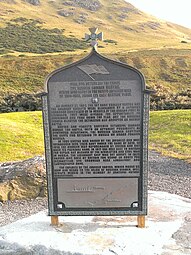 Obverse of plaque at Varyag memorial at Lendalfoot, Scotland.