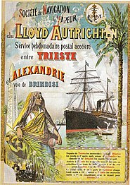French-language poster advertising the Trieste-Alexandria run