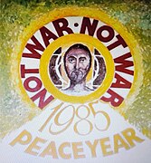 1985 Peace Year poster by Munshi depicting Jesus Christ