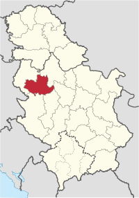 Location o Kolubara Destrict in Serbie
